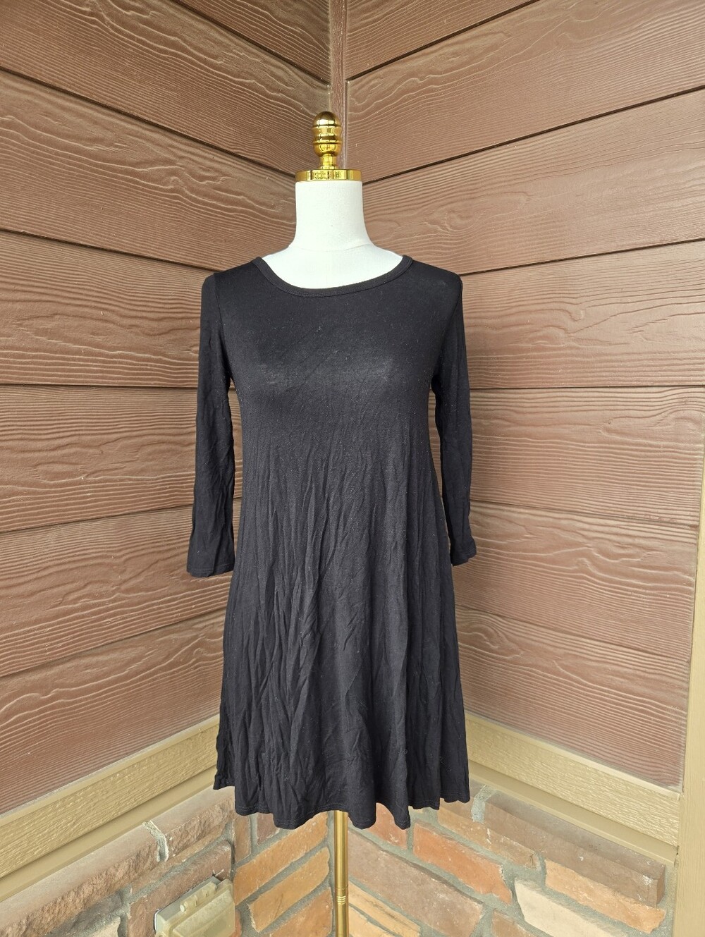 TMG Black 3/4 Sleeve Swing Dress – Women’s Small